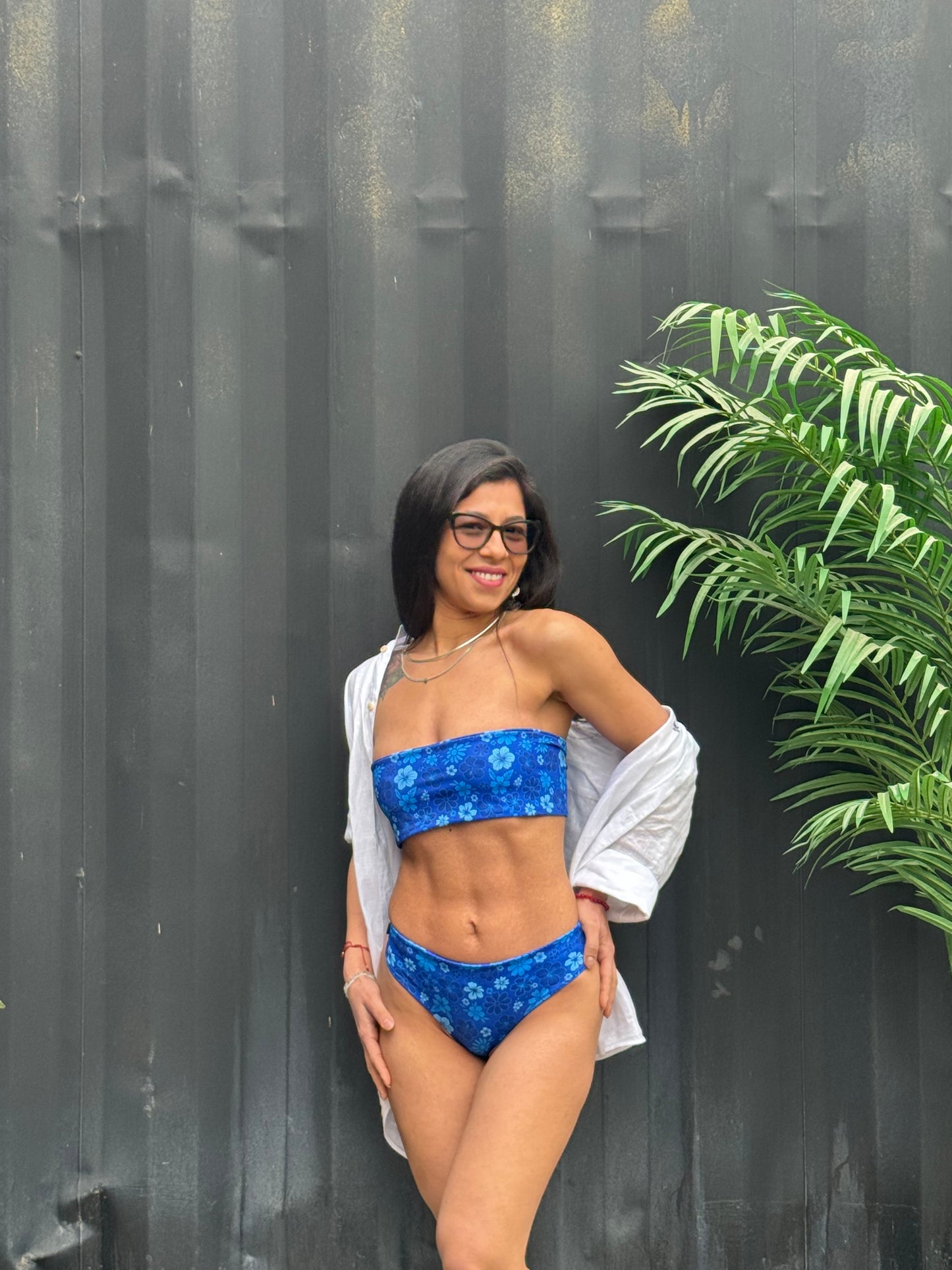 Bottom Ema (tanga): FLOWERS BLUE